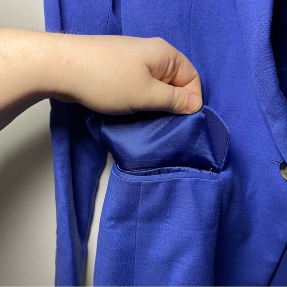 Reiss Haya Cobalt Blue fitted single breasted linen blend Blazer Jacket in US 0 - Picture 8 of 12